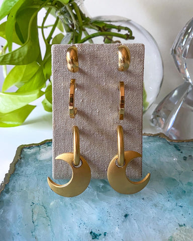 Birdie's Gold Crescent Moon Earrings