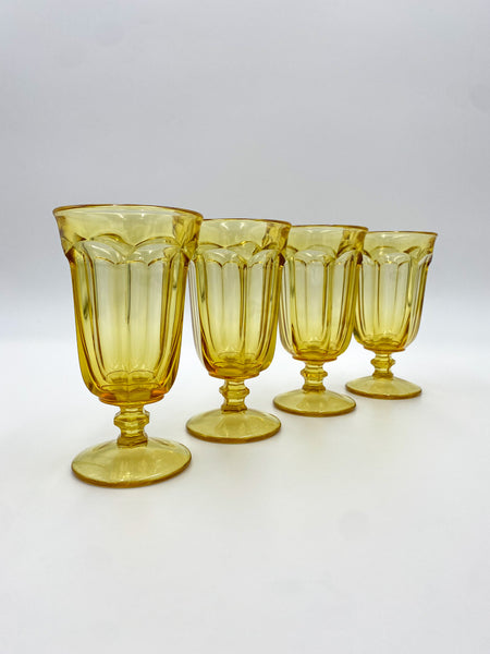 1970s Imperial Glass Old Williamsburg Yellow Tea Goblets