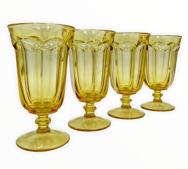 1970s Imperial Glass Old Williamsburg Yellow Tea Goblets