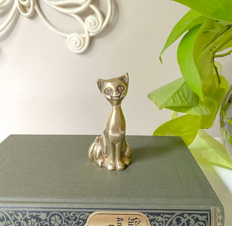 Vintage MCM Brass Cat Statue