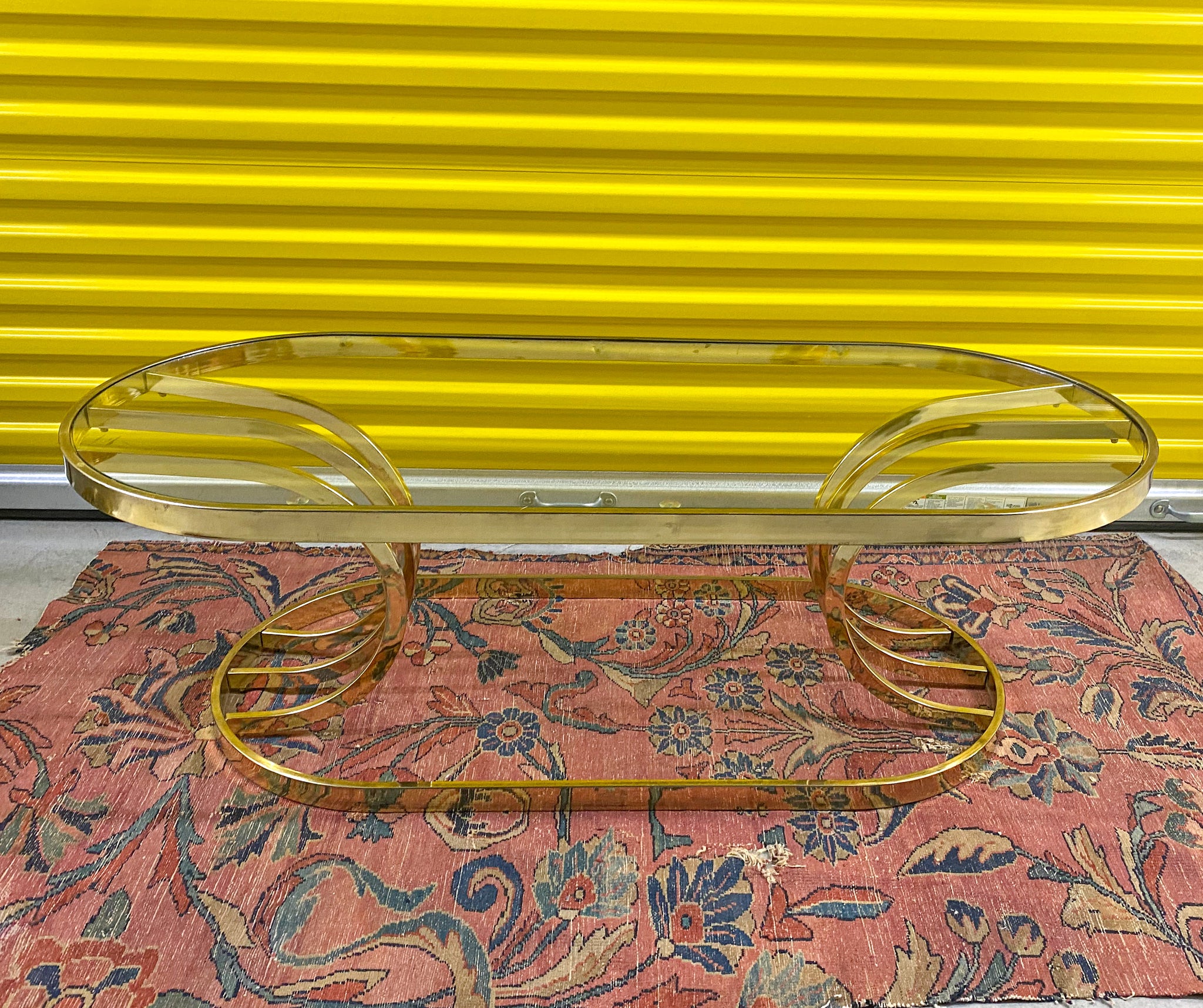 Vintage Hollywood Regency Brass Coffee Table