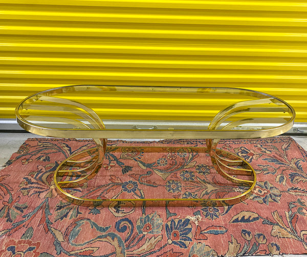 Vintage Hollywood Regency Brass Coffee Table