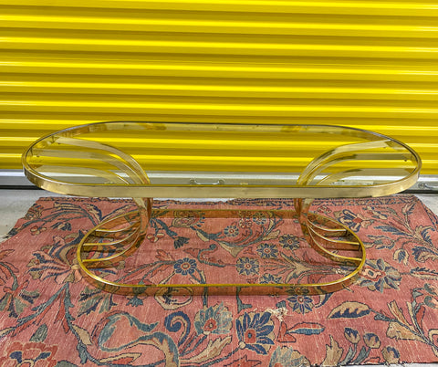 Vintage Hollywood Regency Brass Coffee Table