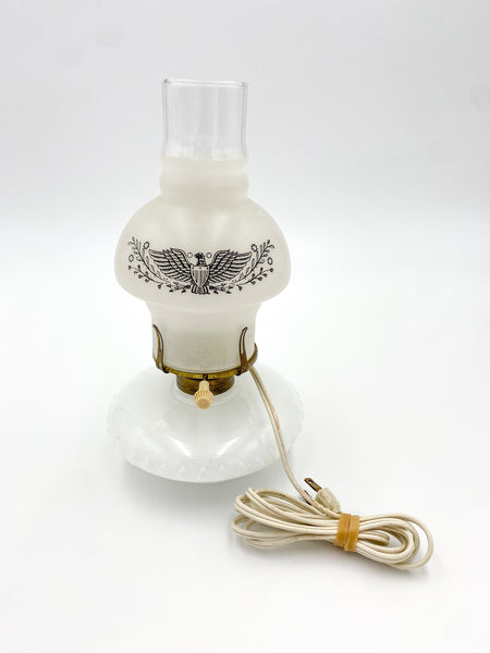 Vintage Milk Glass Eagle Hurricane Table Lamp