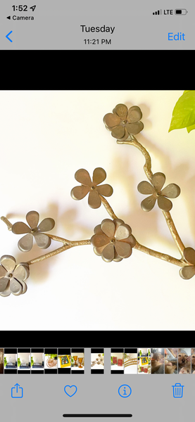 Set of (2) Vintage Brass Floral Branch Wall Art Pieces